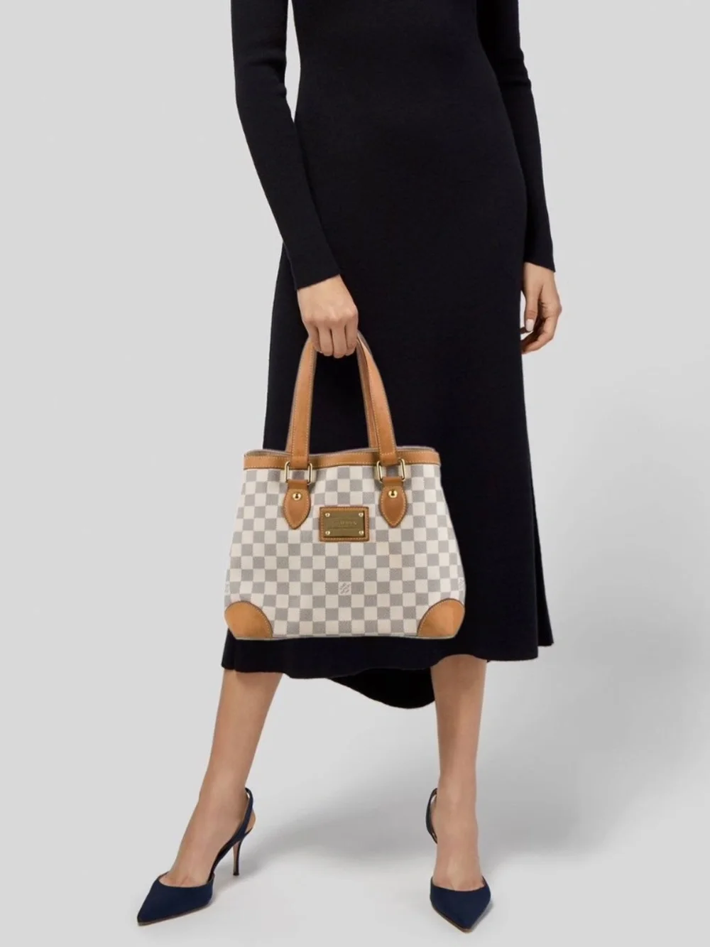 Authentic Louis Vuitton Damier Azur Hampstead PM Shoulder Bag Brown/Beige - Picture 14 of 14